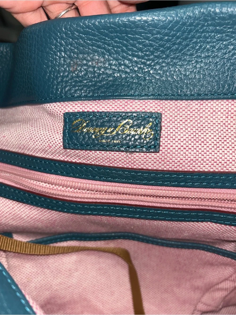 Dooney & Bourke Teal Leather Hobo with Gold Tone Hardware